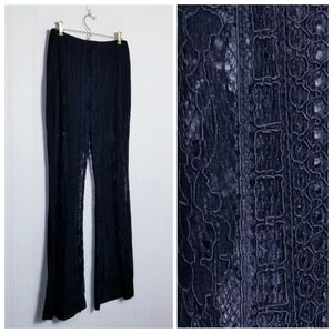 Nicholas Sheer Lace Flare Leg Pants Womens Black Shorts Lined Indie Sleeze Sz 8